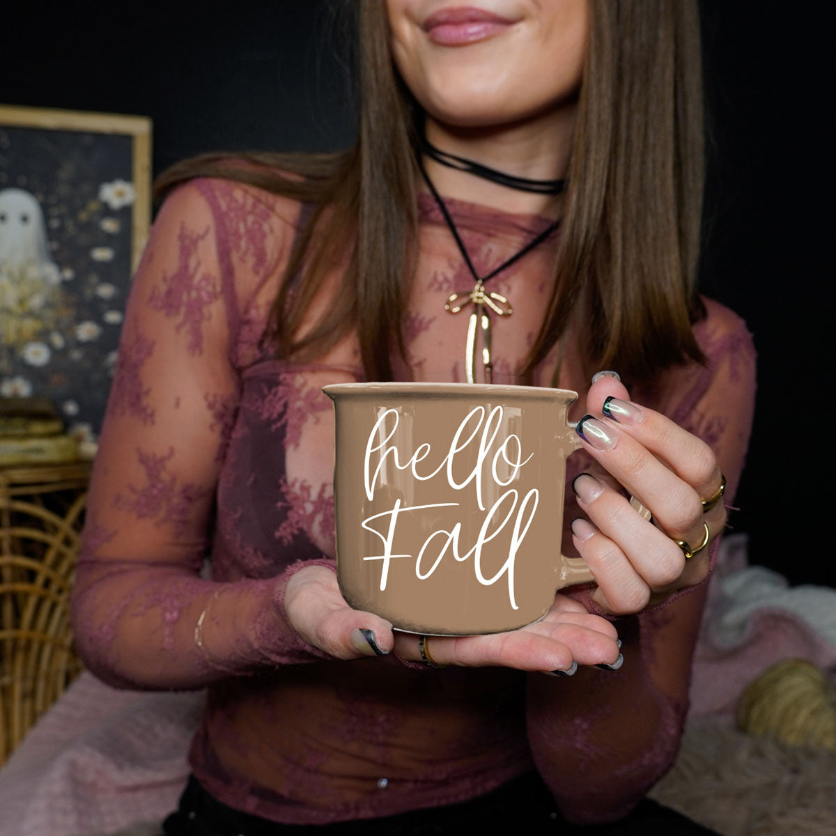 Hello Fall Brown Mug
