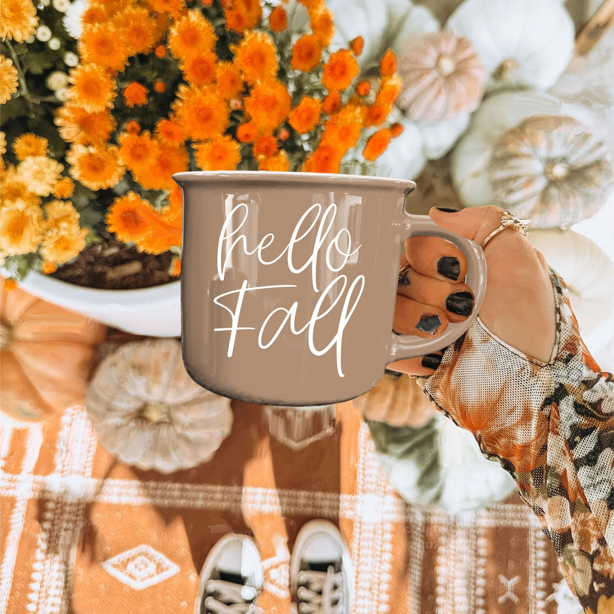 Hello Fall Brown Mug