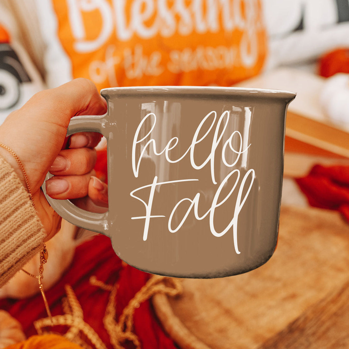 Hello Fall Brown Mug