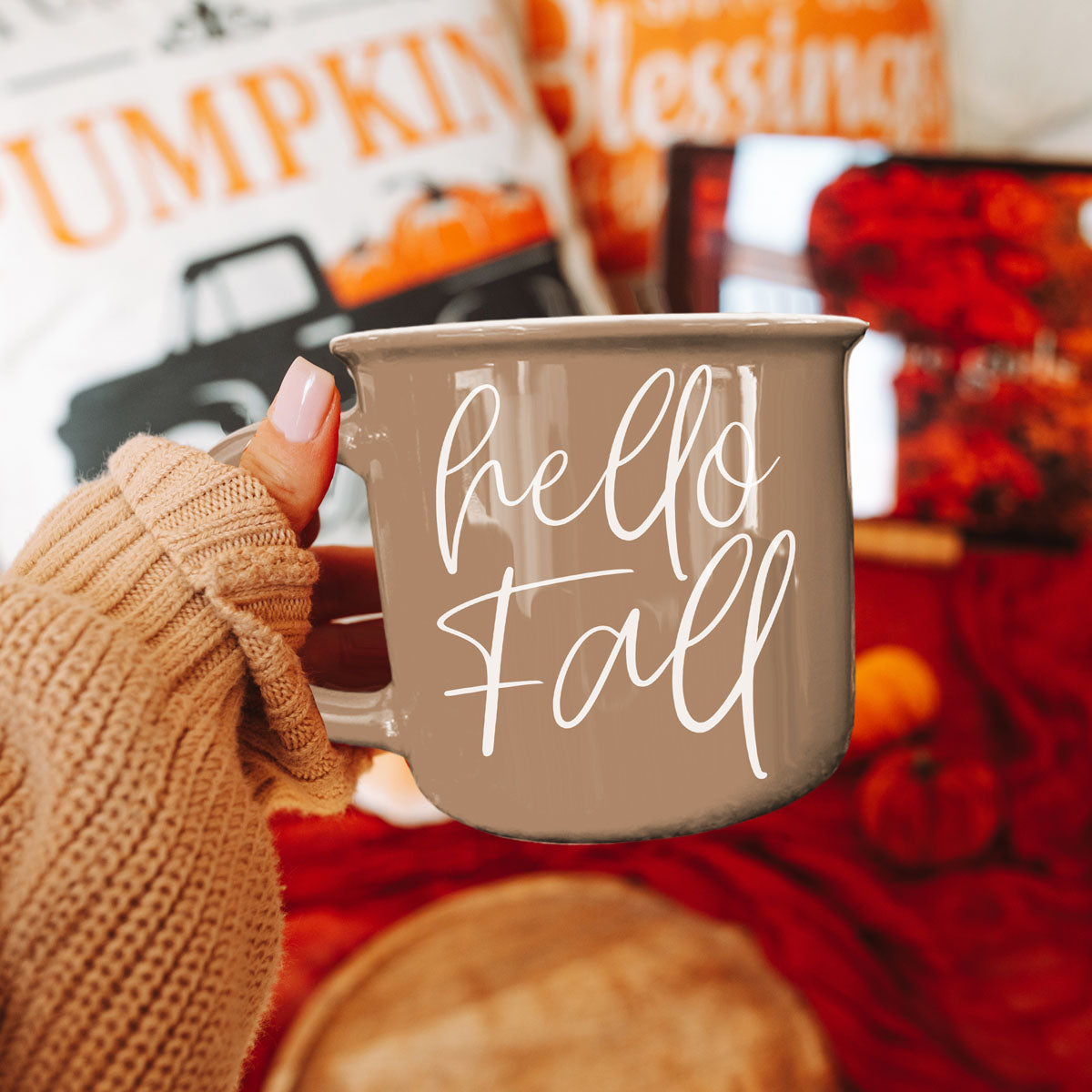 Hello Fall Brown Mug