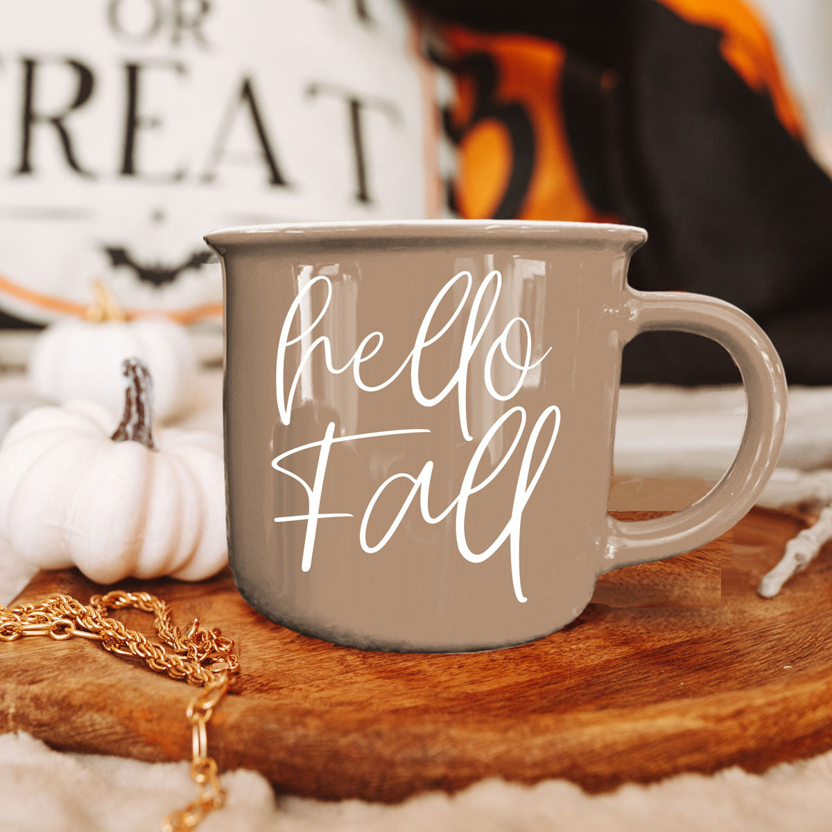Hello Fall Brown Mug