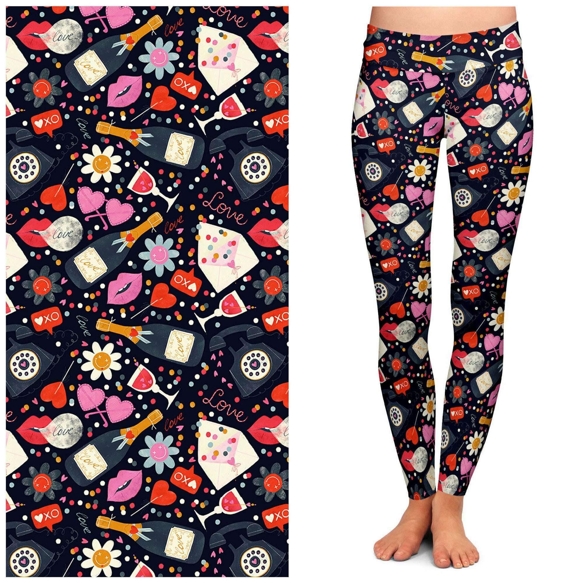"Love Struck" Buttery Soft Leggings by Lipstick & Chrome One Size